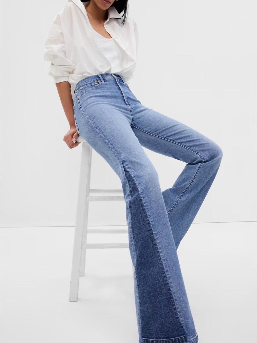 GAP Two-Tone Light and Medium Blue Wide Leg Jeans